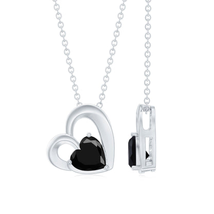 2.4 Carat Heart Lab Grown Black Diamond Solitaire Necklace