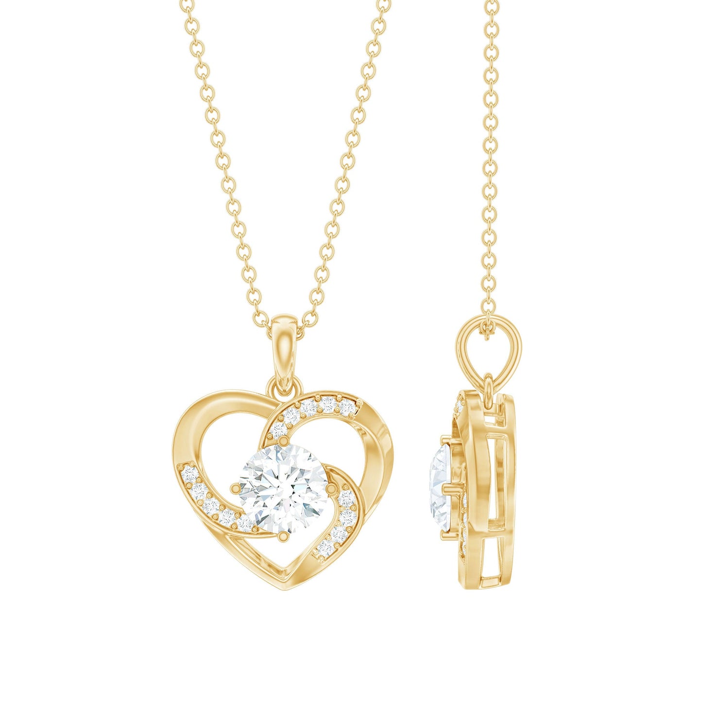 Certified Lab Grown Diamond Solitaire Heart Pendant