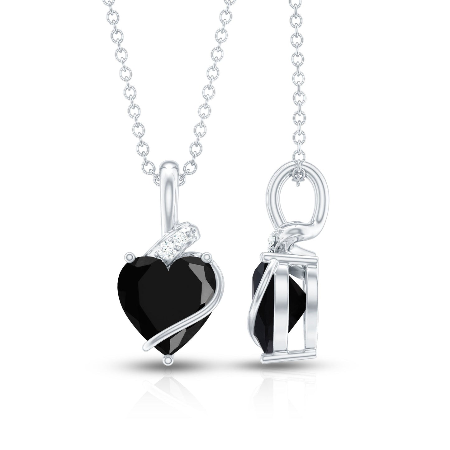2.4 Carat Heart Lab Grown Black and White Diamond Solitaire Necklace