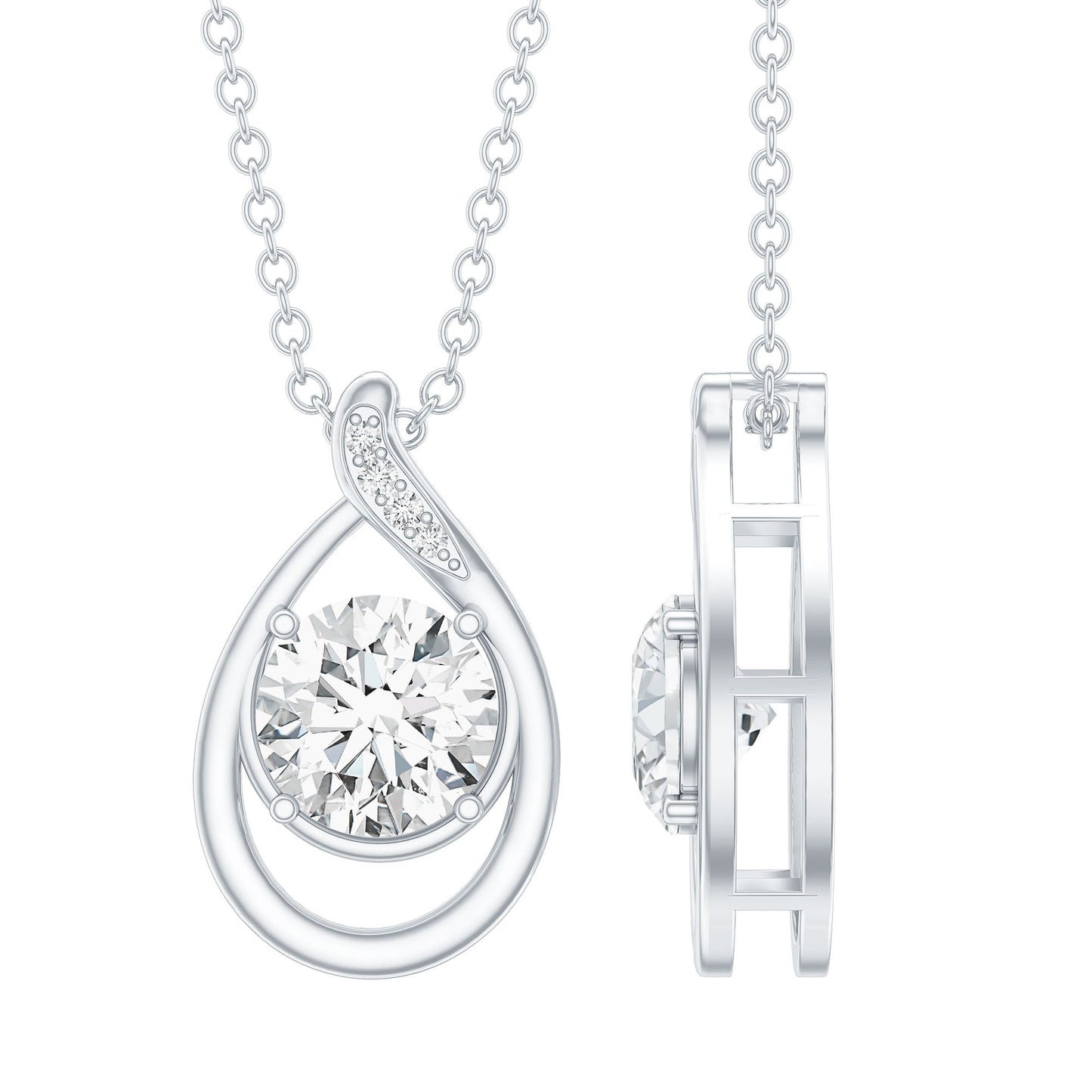 Lab Grown Diamond Teardrop Pendant Necklace
