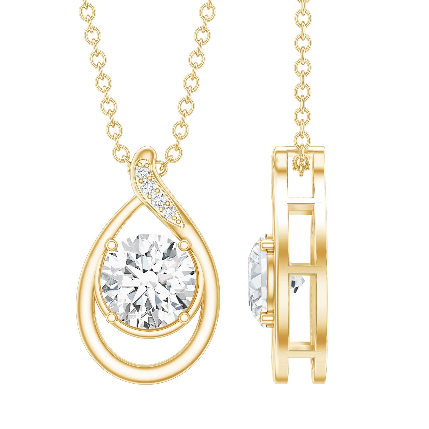 Lab Grown Diamond Teardrop Pendant Necklace