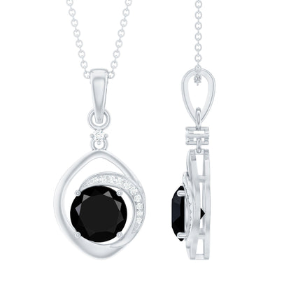 Certified 2 Carat Lab Grown Black and White Diamond Drop Necklace