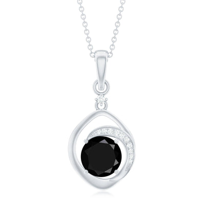 Certified 2 Carat Lab Grown Black and White Diamond Drop Necklace