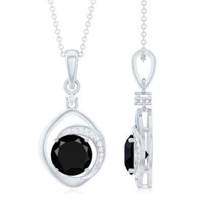 Certified 2 Carat Lab Grown Black and White Diamond Drop Necklace