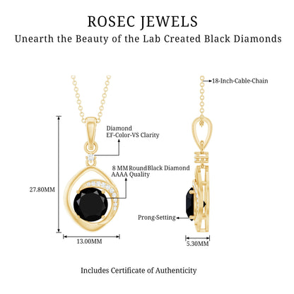 Certified 2 Carat Lab Grown Black and White Diamond Drop Necklace