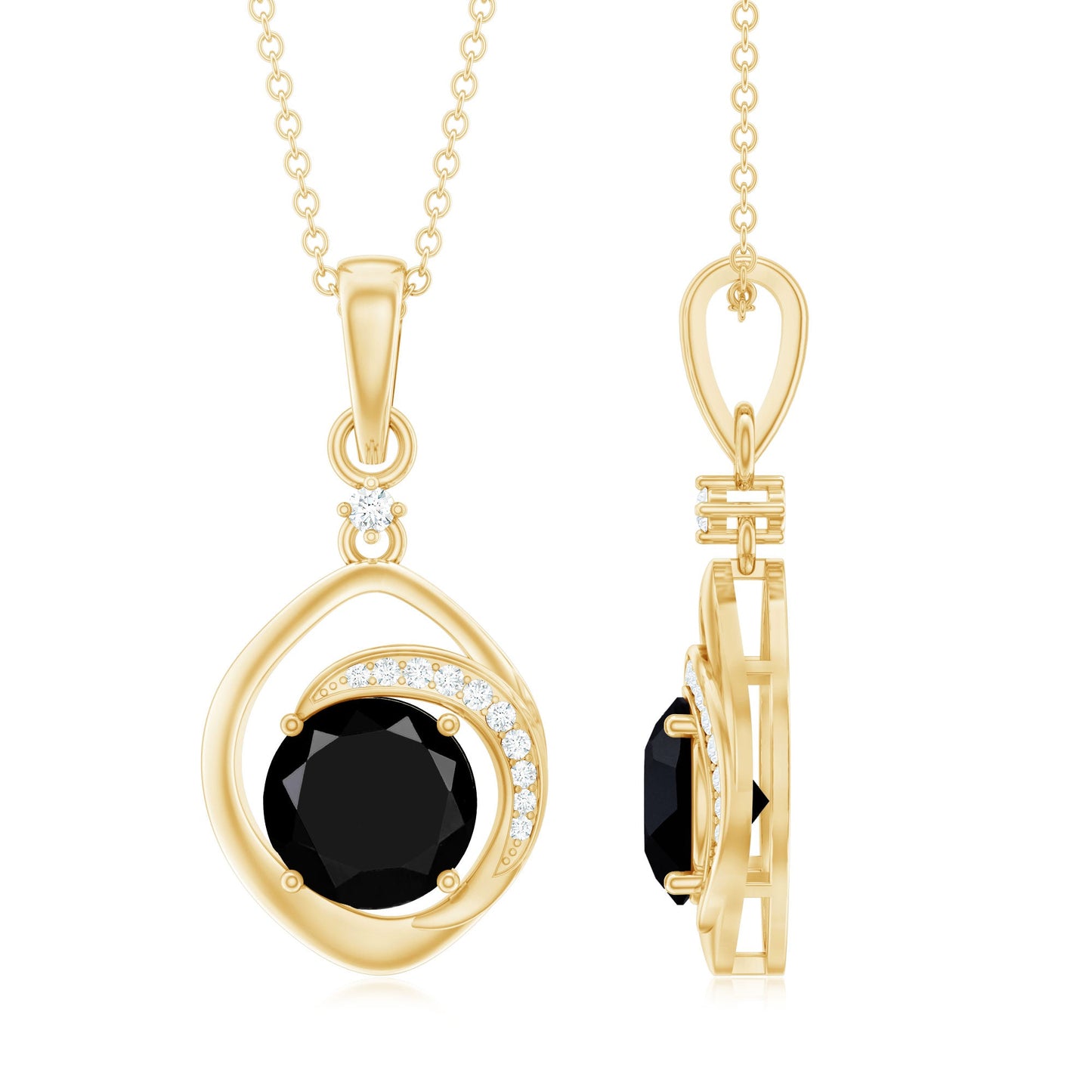 Certified 2 Carat Lab Grown Black and White Diamond Drop Necklace