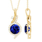 Certified Lab Grown Blue Sapphire Pendant Necklace With Diamonds