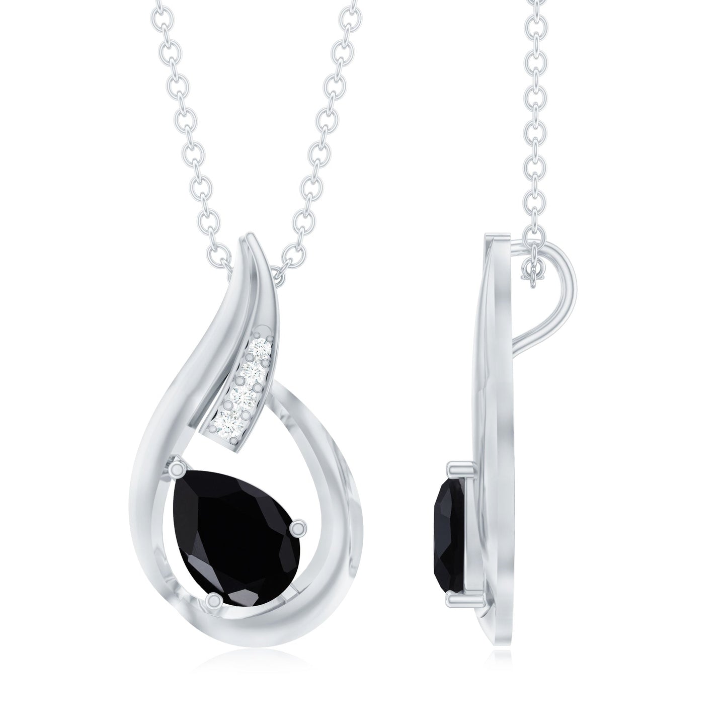 Pear Shape Lab Grown Black Diamond Designer Necklace For Women