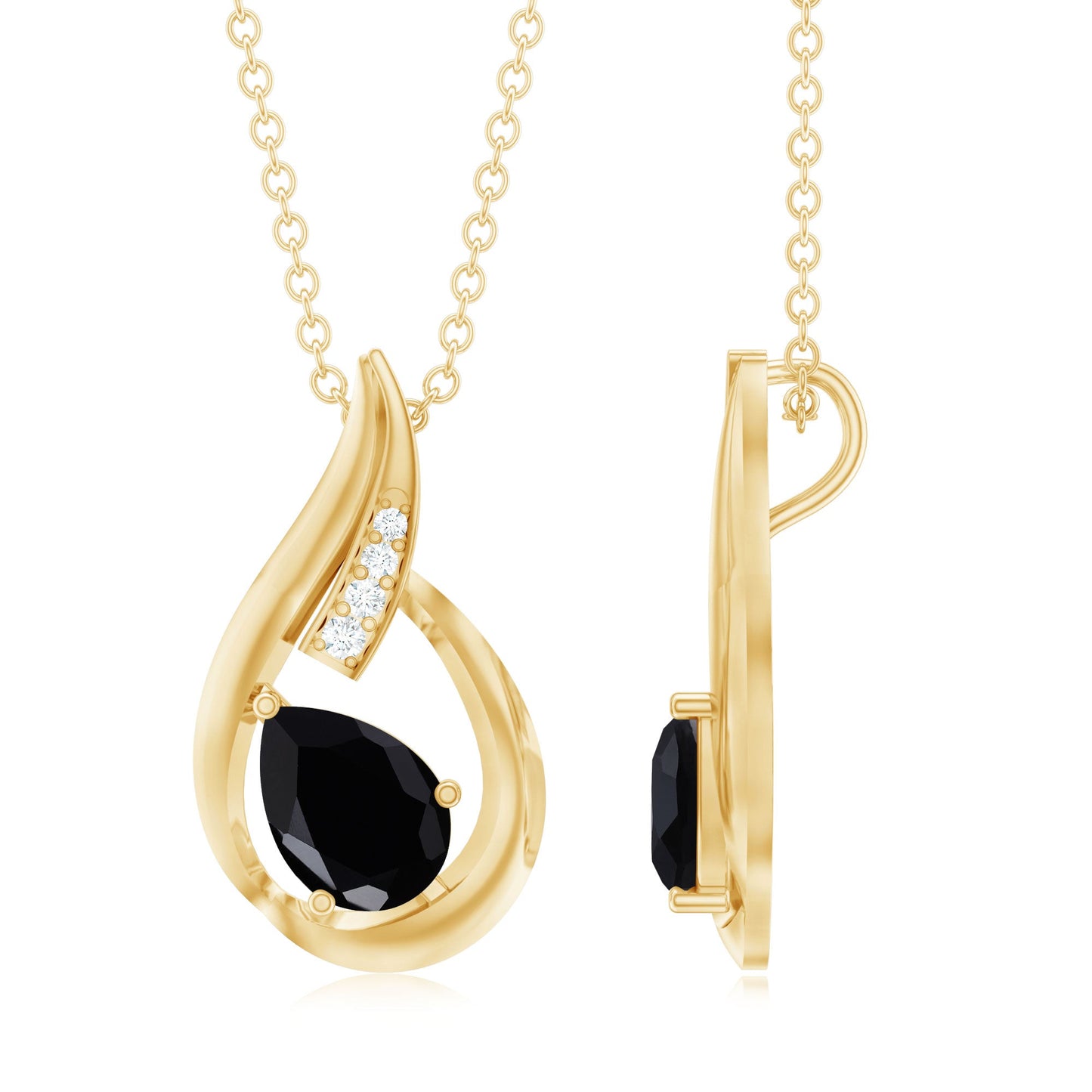 Pear Shape Lab Grown Black Diamond Designer Necklace For Women