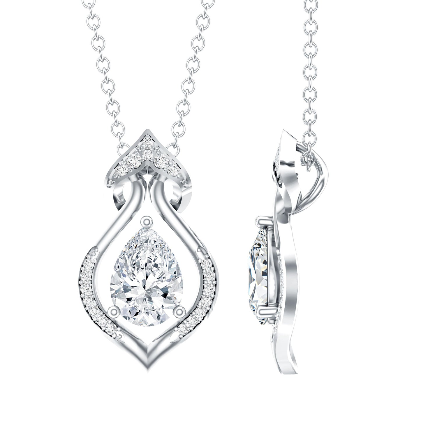 Pear Shape Lab Grown Diamond Bridal Pendant Necklace