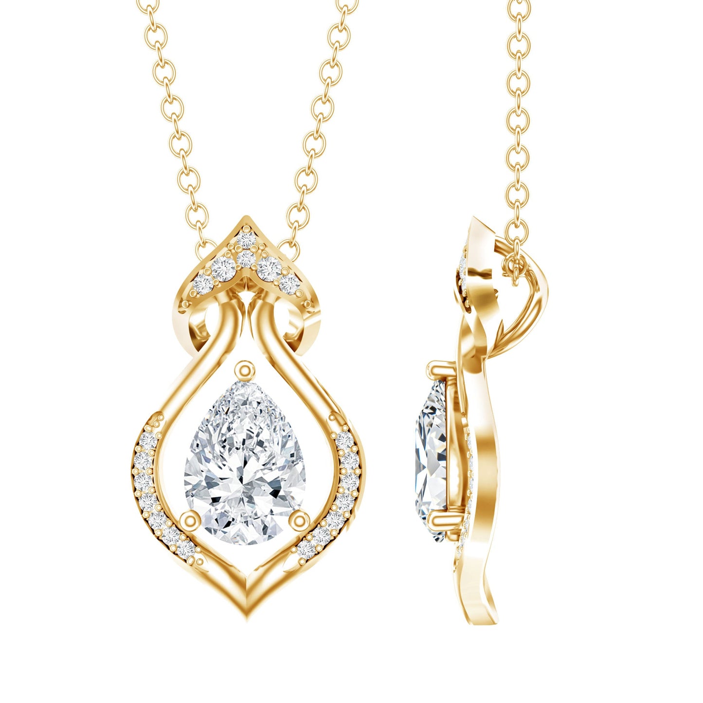 Pear Shape Lab Grown Diamond Bridal Pendant Necklace