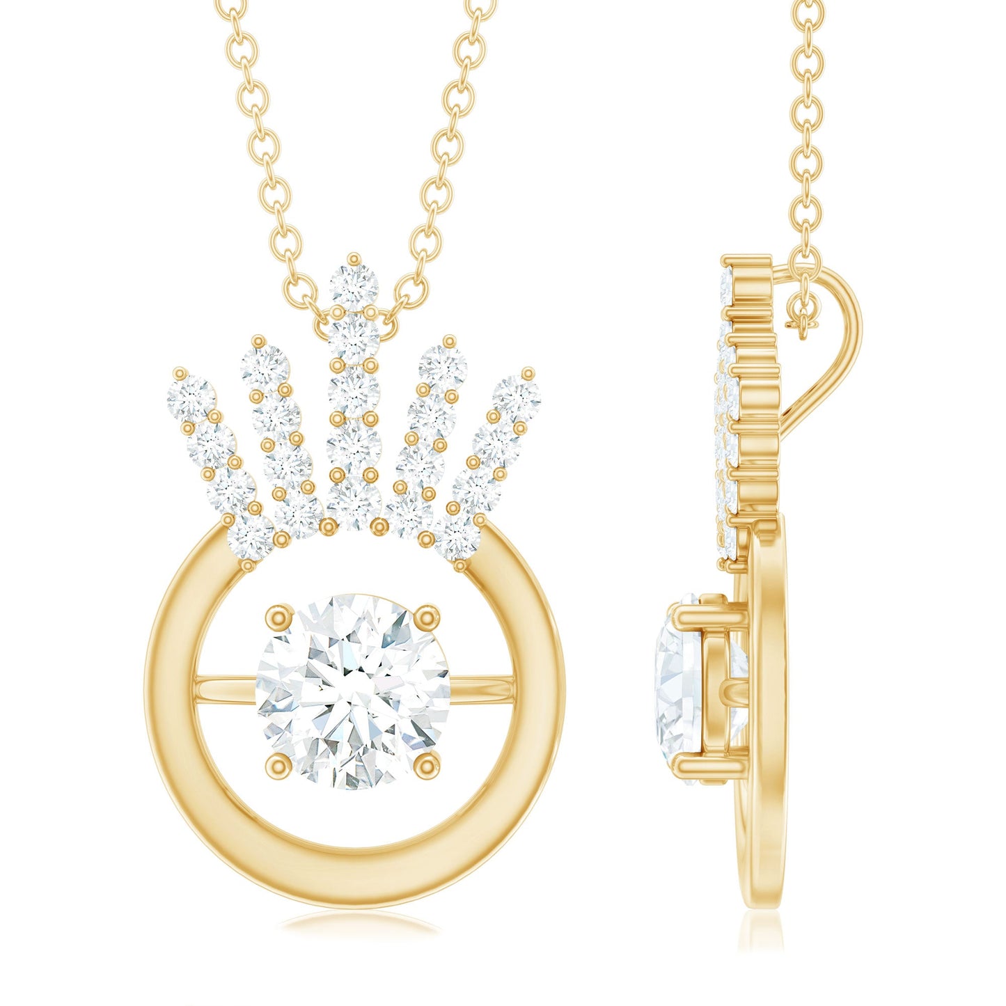Designer Lab Grown Diamond Crown Necklace