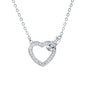 Certified Cubic Zirconia Heart Shaped Necklace In Silver