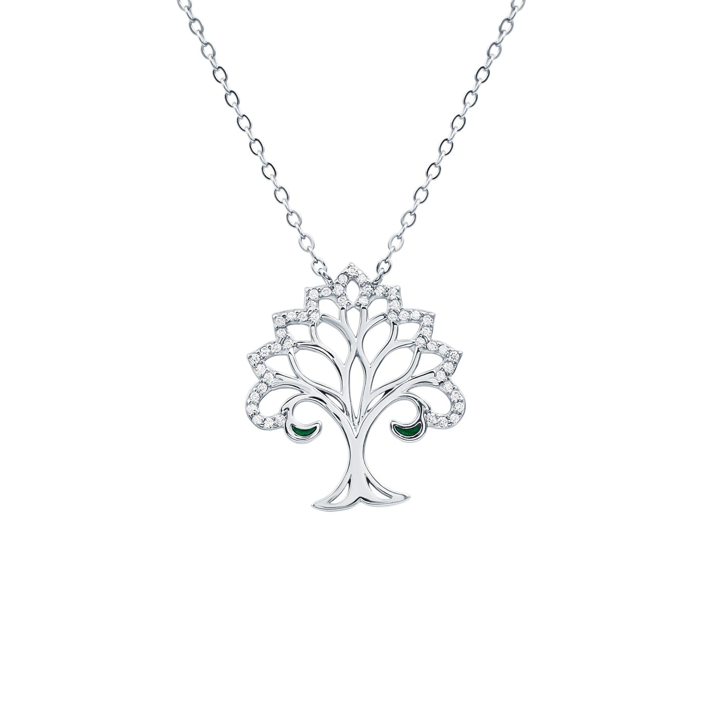 Certified Cubic Zirconia Tree of Life Necklace in Sterling Silver