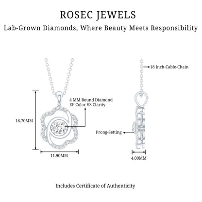Flower Pendant Necklace with Lab Grown Diamond