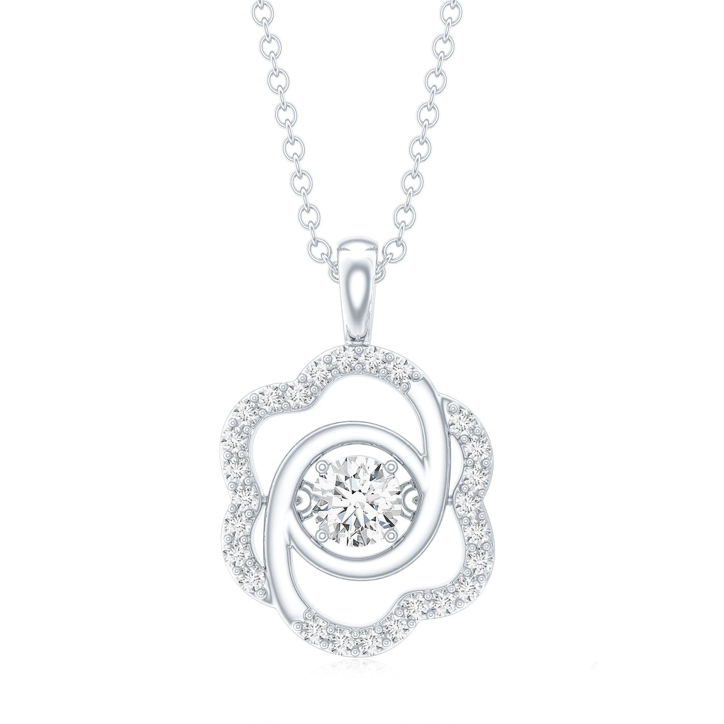 Flower Pendant Necklace with Lab Grown Diamond