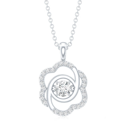 Flower Pendant Necklace with Lab Grown Diamond