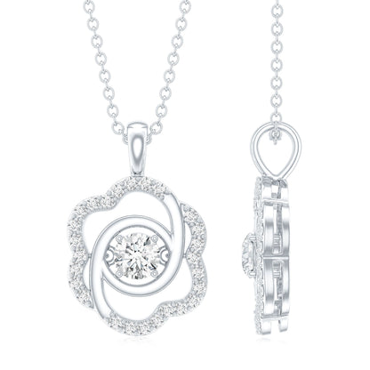 Flower Pendant Necklace with Lab Grown Diamond