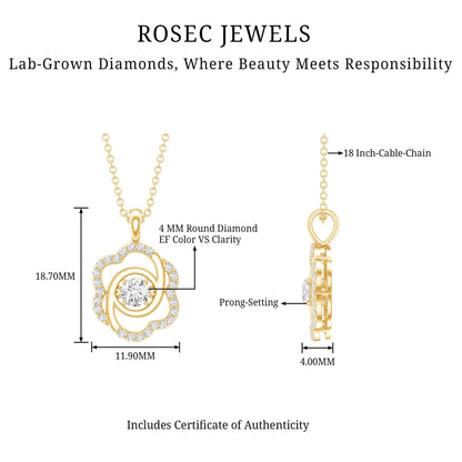 Flower Pendant Necklace with Lab Grown Diamond