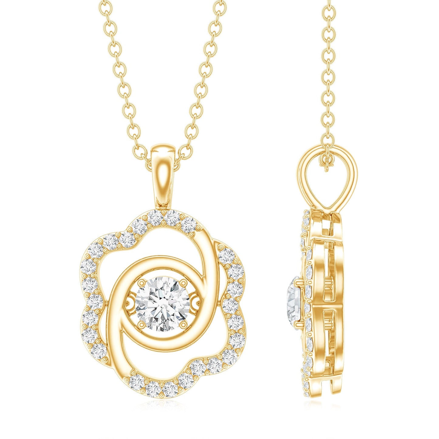 Flower Pendant Necklace with Lab Grown Diamond