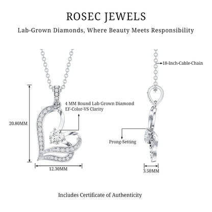 Tilted Lab Diamond Heart Pendant Necklace