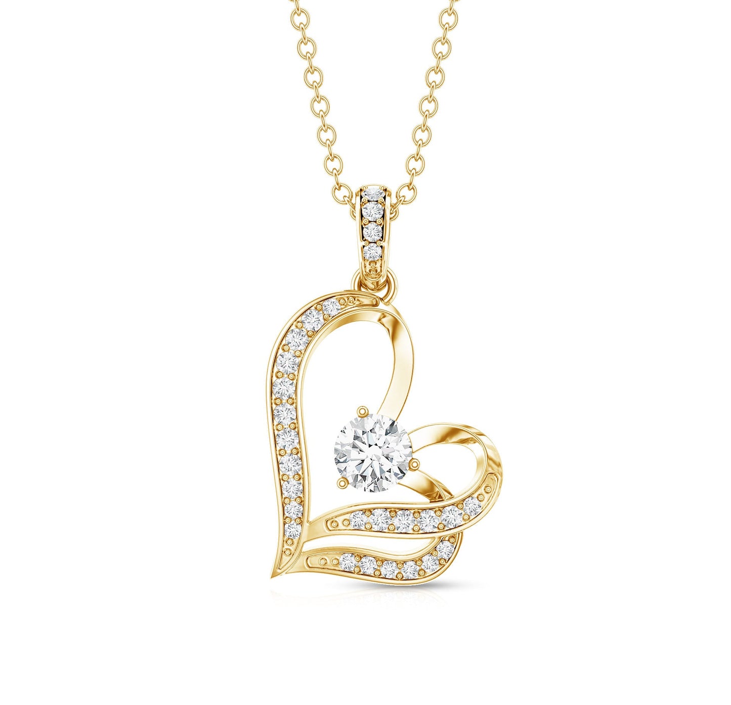 Tilted Lab Diamond Heart Pendant Necklace