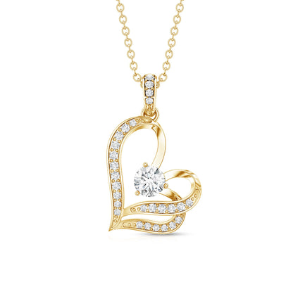 Tilted Lab Diamond Heart Pendant Necklace