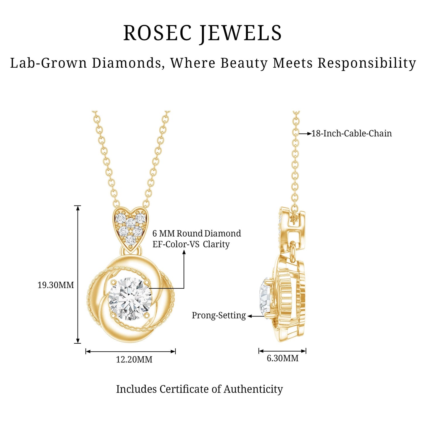Lab Grown Diamond Swirl Pendant Necklace