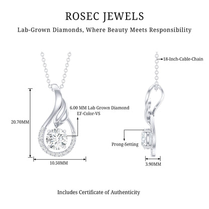 Certified Round Lab Grown Diamond Designer Pendant Necklace