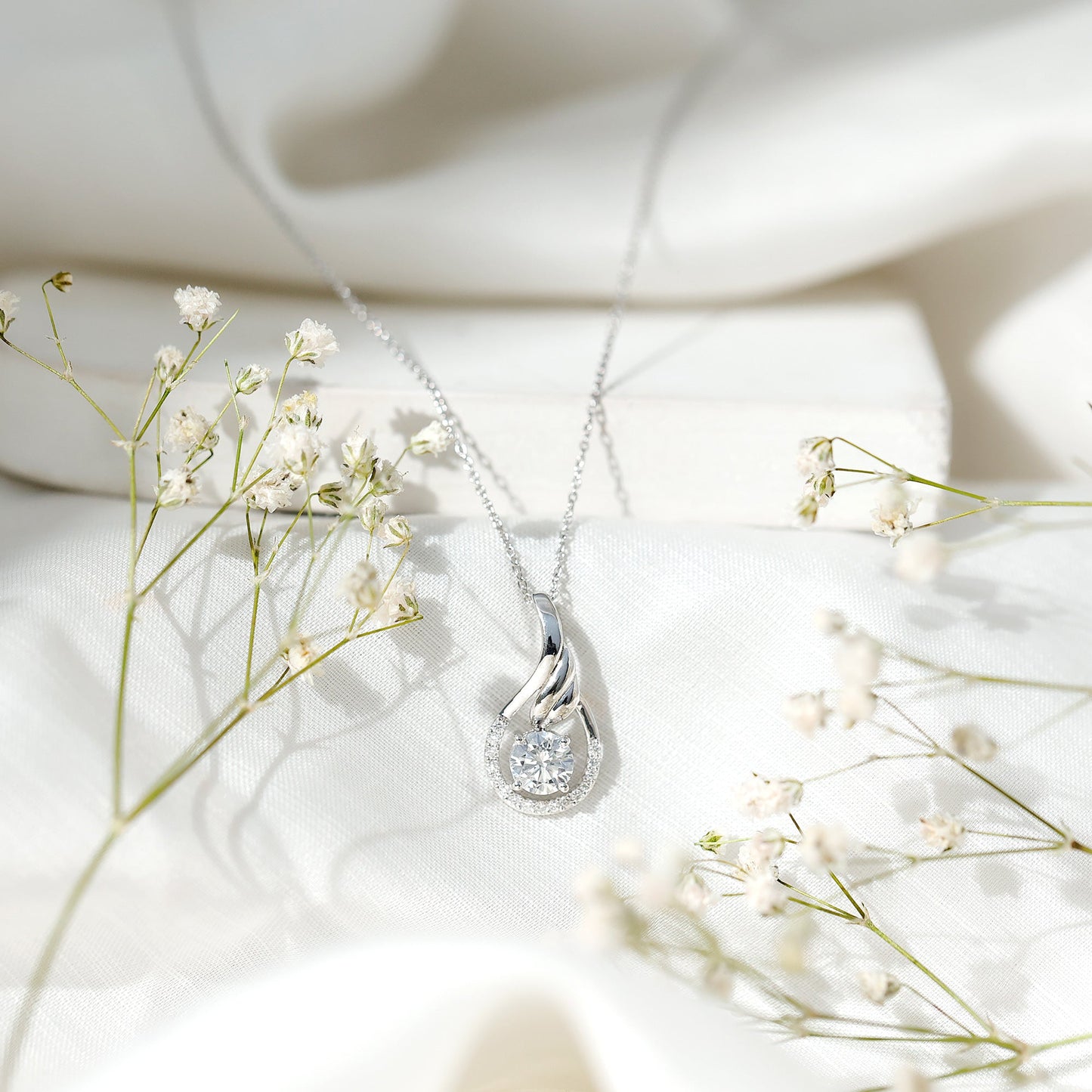 Certified Round Lab Grown Diamond Designer Pendant Necklace