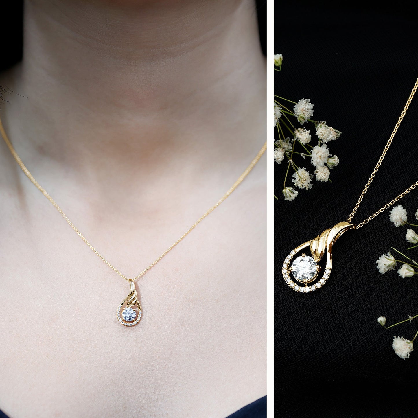 Certified Round Lab Grown Diamond Designer Pendant Necklace