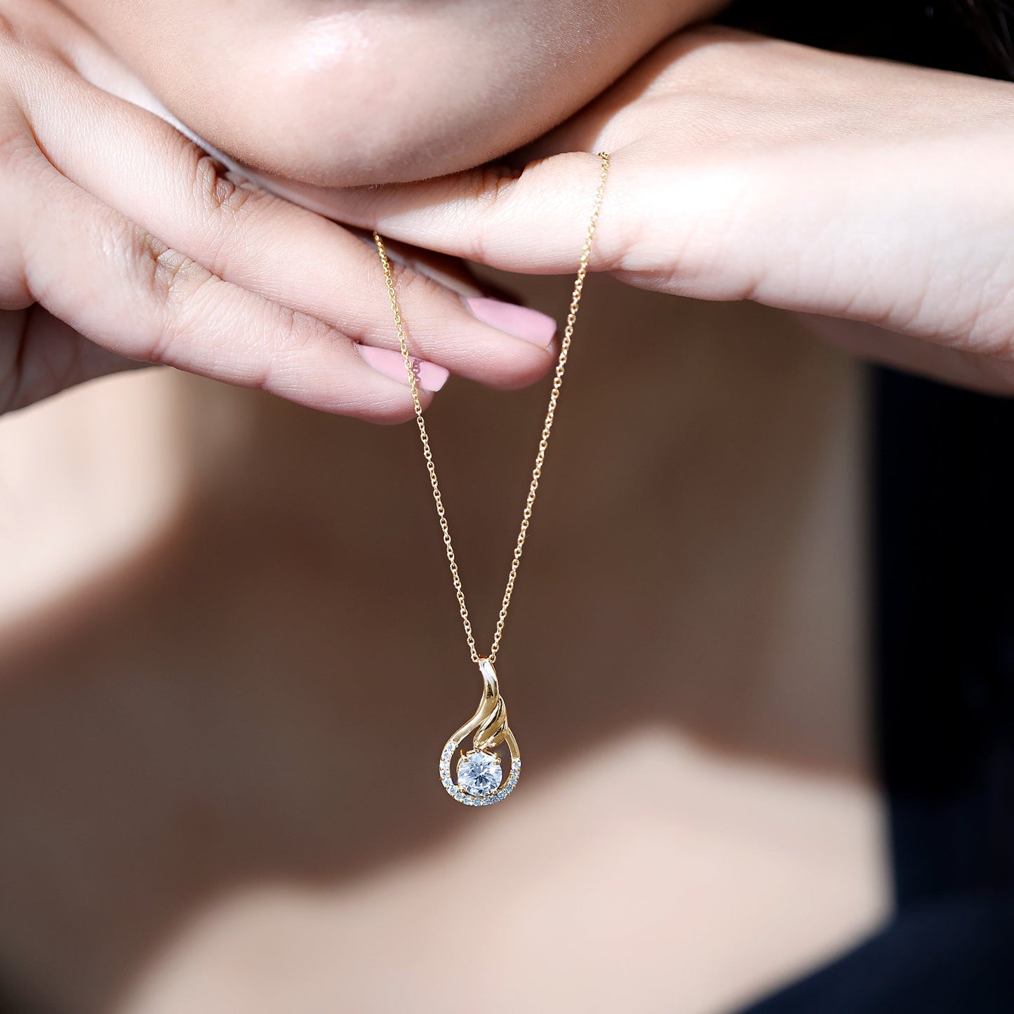 Certified Round Lab Grown Diamond Designer Pendant Necklace