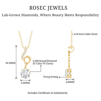 Certified Lab Grown Diamond Solitaire Wedding Necklace