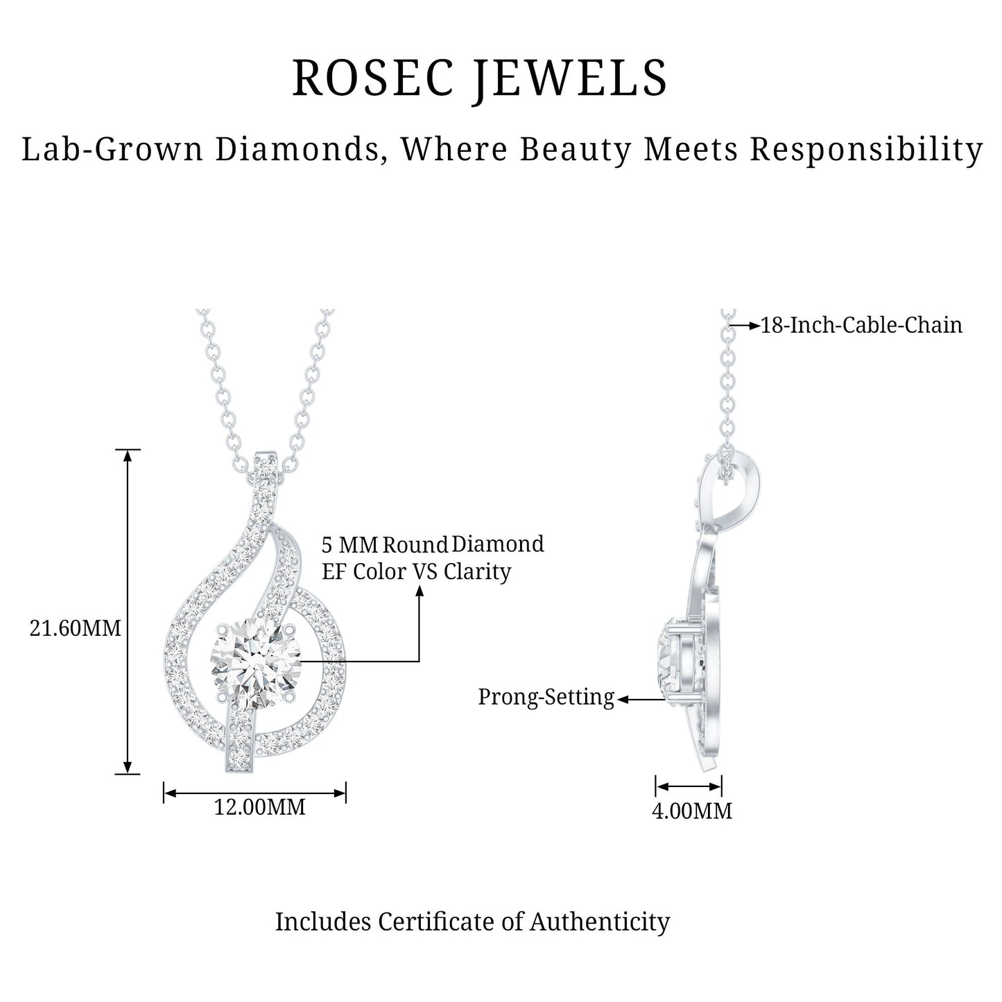 Certified Lab Grown Diamond Leaf Necklace
