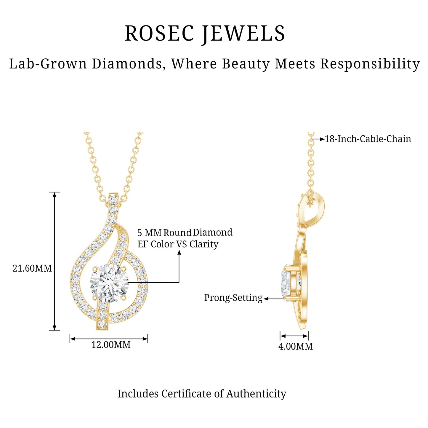 Certified Lab Grown Diamond Leaf Necklace