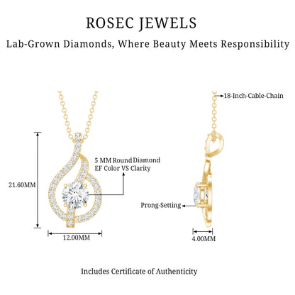 Certified Lab Grown Diamond Leaf Necklace