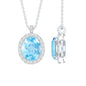 Genuine 2.5 Carat Oval Shaped Aquamarine Statement Necklace With Silver Chain