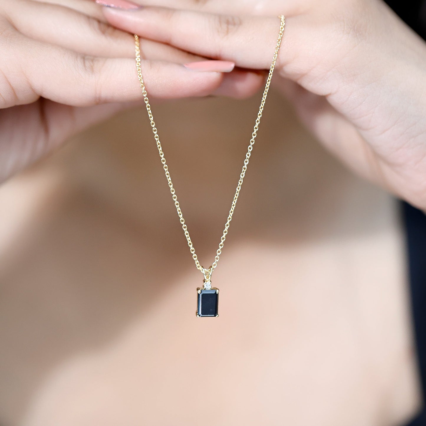 Genuine 1.68 Carat Black Diamond Solitaire Necklace for Women