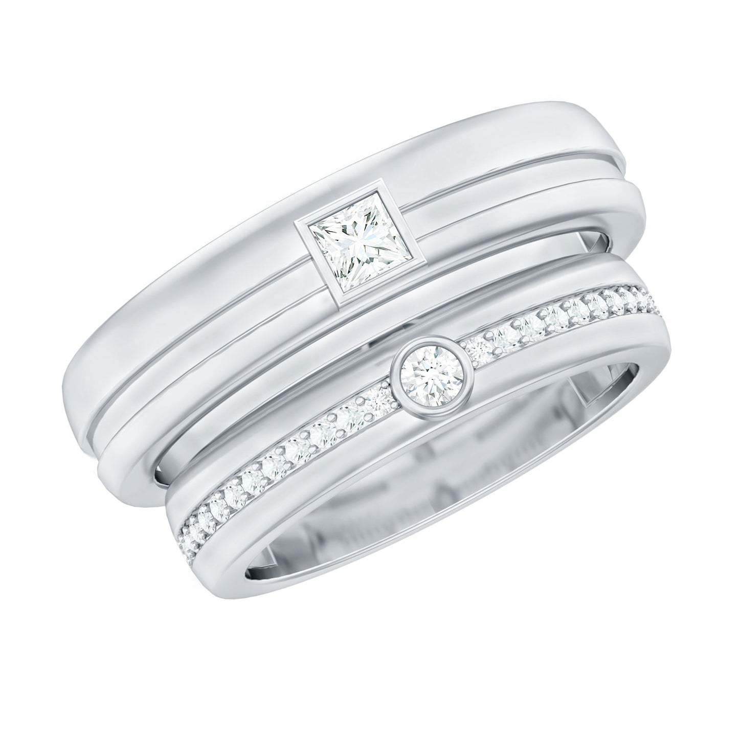 Real Diamond Couple Wedding Band Set