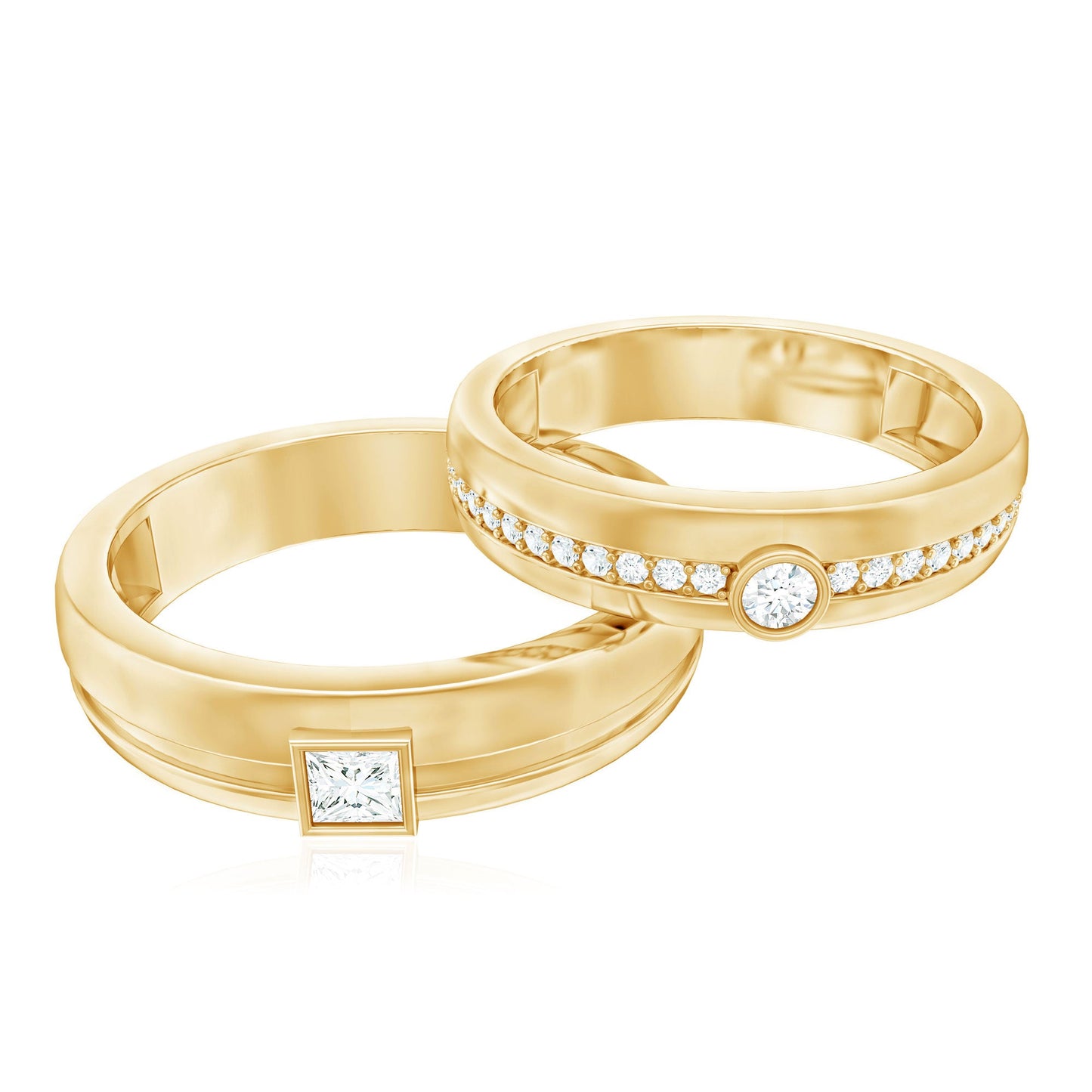 Real Diamond Couple Wedding Band Set
