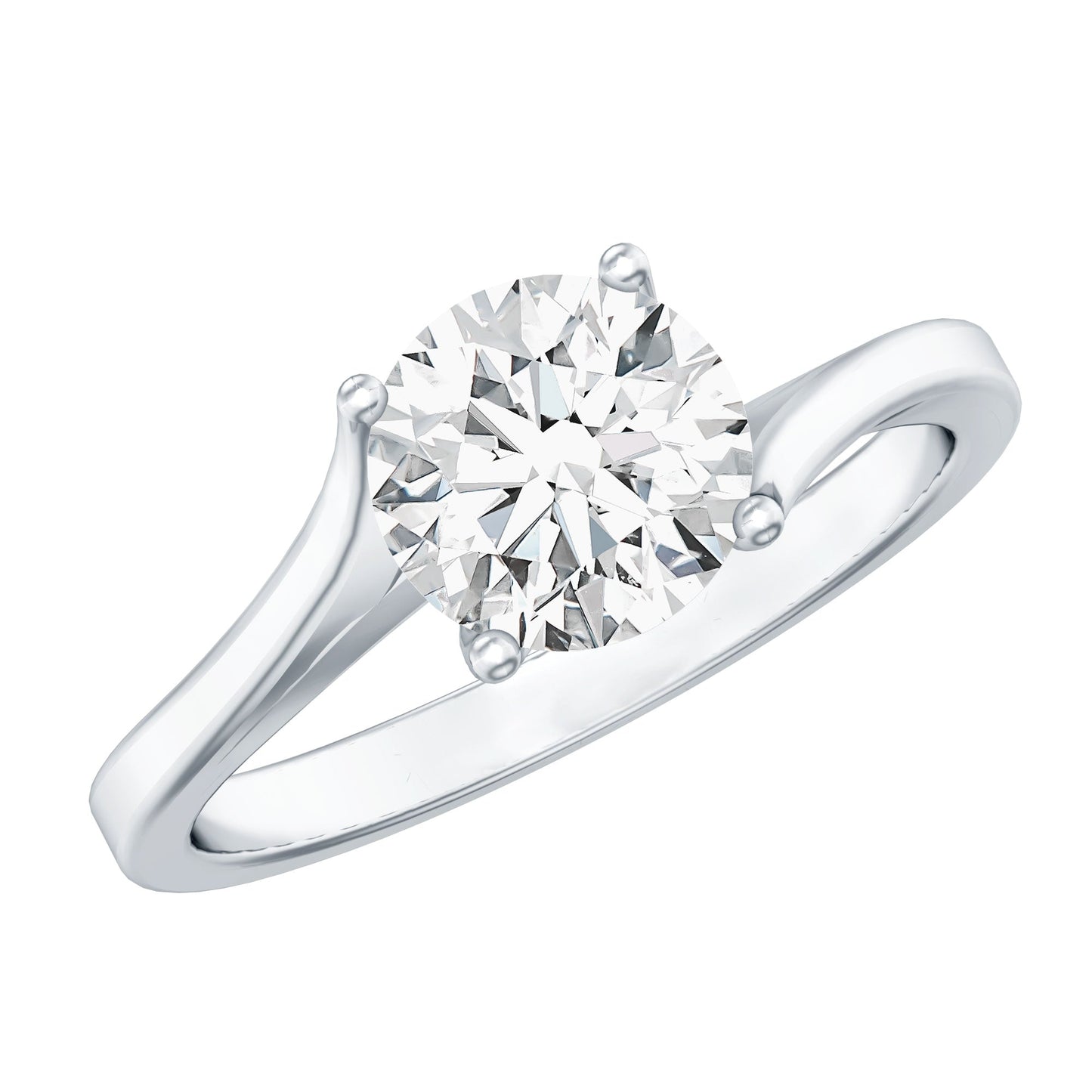 Certified Solitaire Moissanite Bypass Engagement Ring