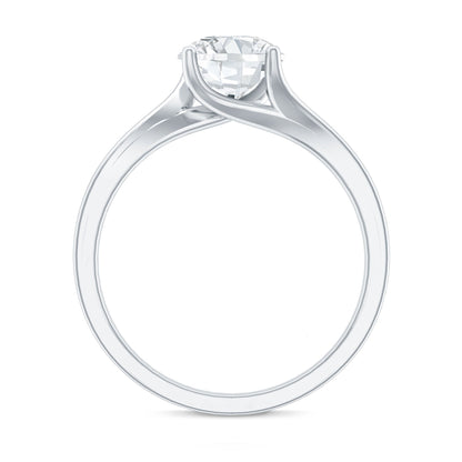 Certified Solitaire Moissanite Bypass Engagement Ring