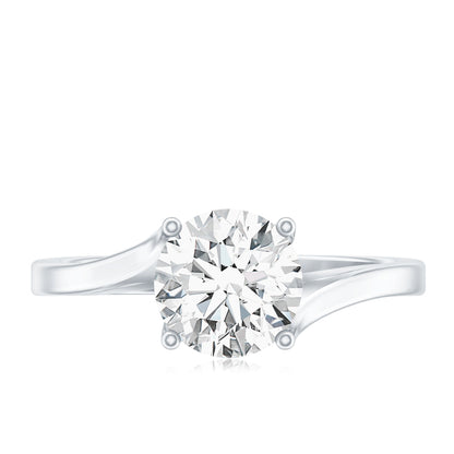 Certified Solitaire Moissanite Bypass Engagement Ring