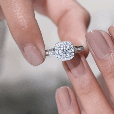 Classic Moissanite Halo Engagement Ring with Certificate