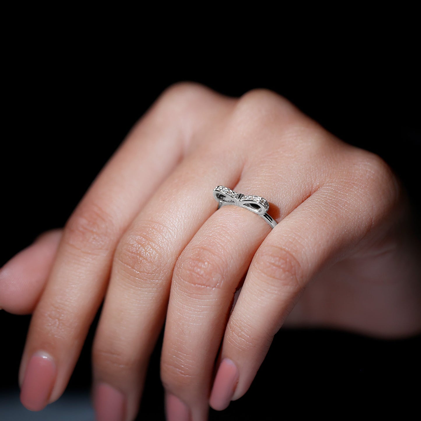 Natural Diamond Bow Promise Ring for Women