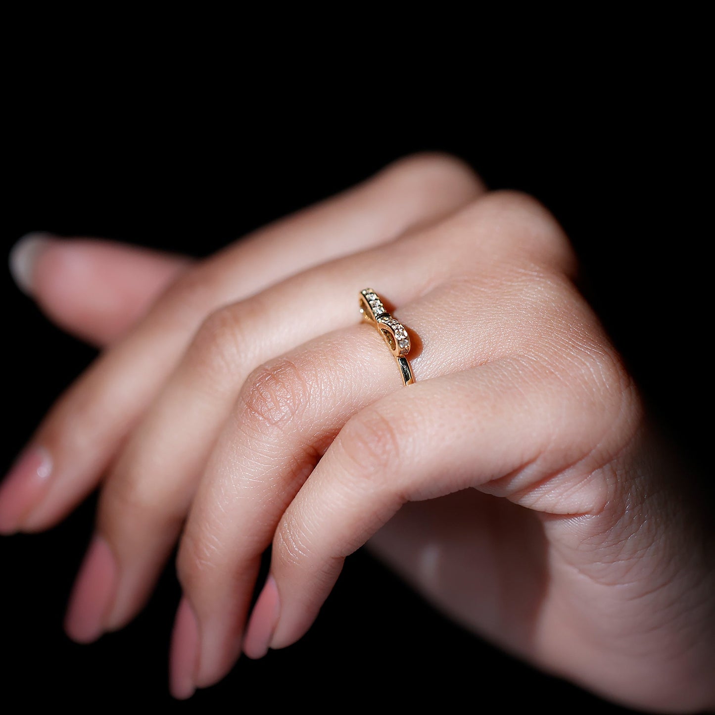 Natural Diamond Bow Promise Ring for Women