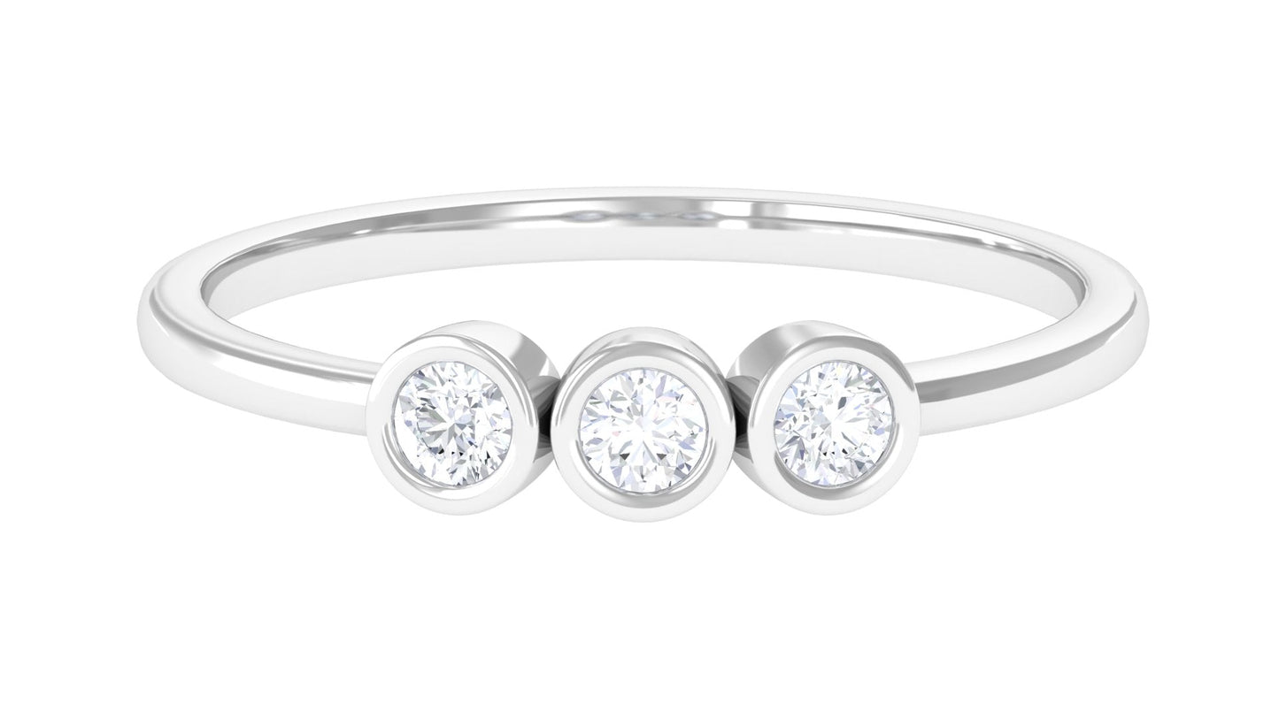 Natural Diamond 3 Stone Promise Ring with Certificate