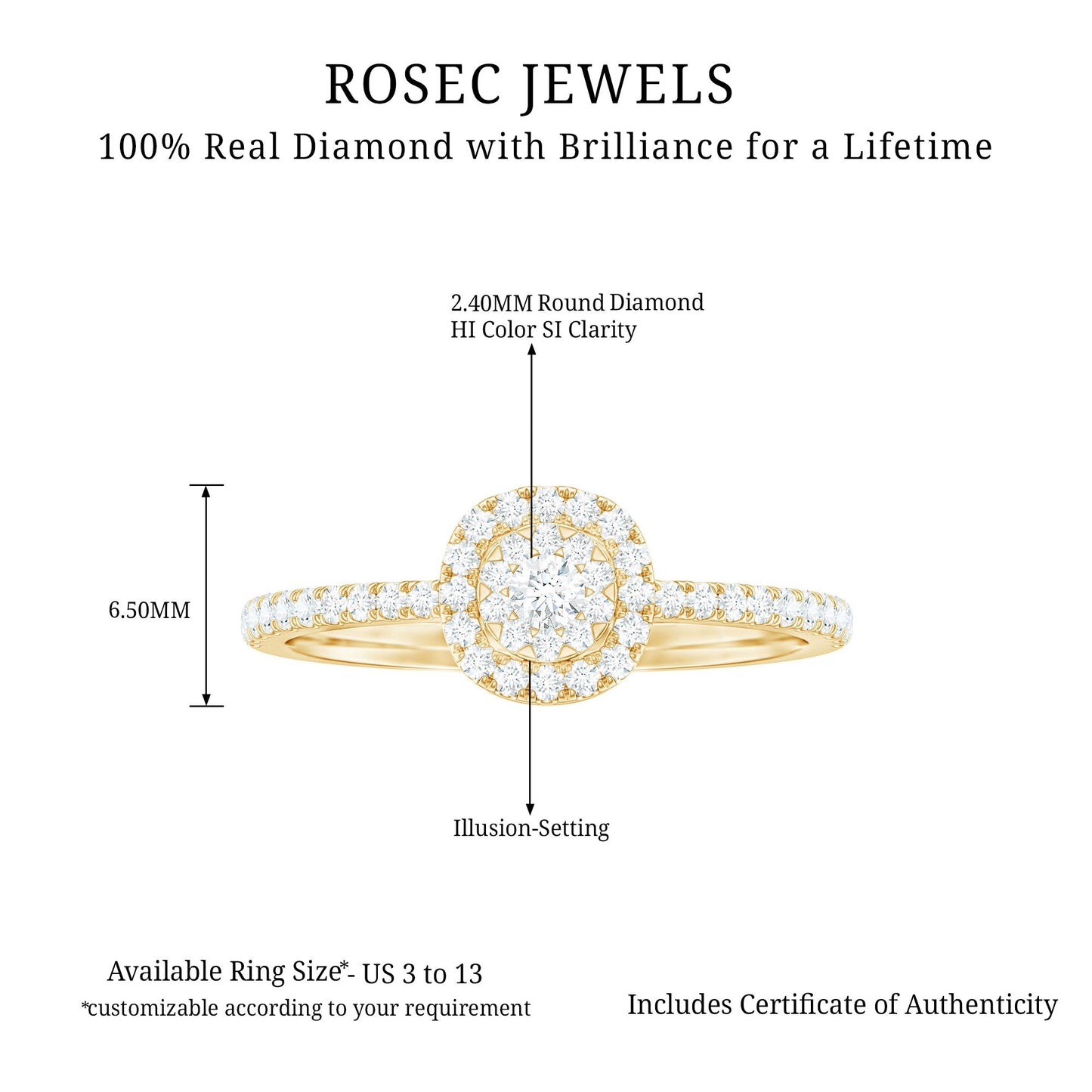 Brilliant Cut Diamond Engagement Ring in Illusion Setting