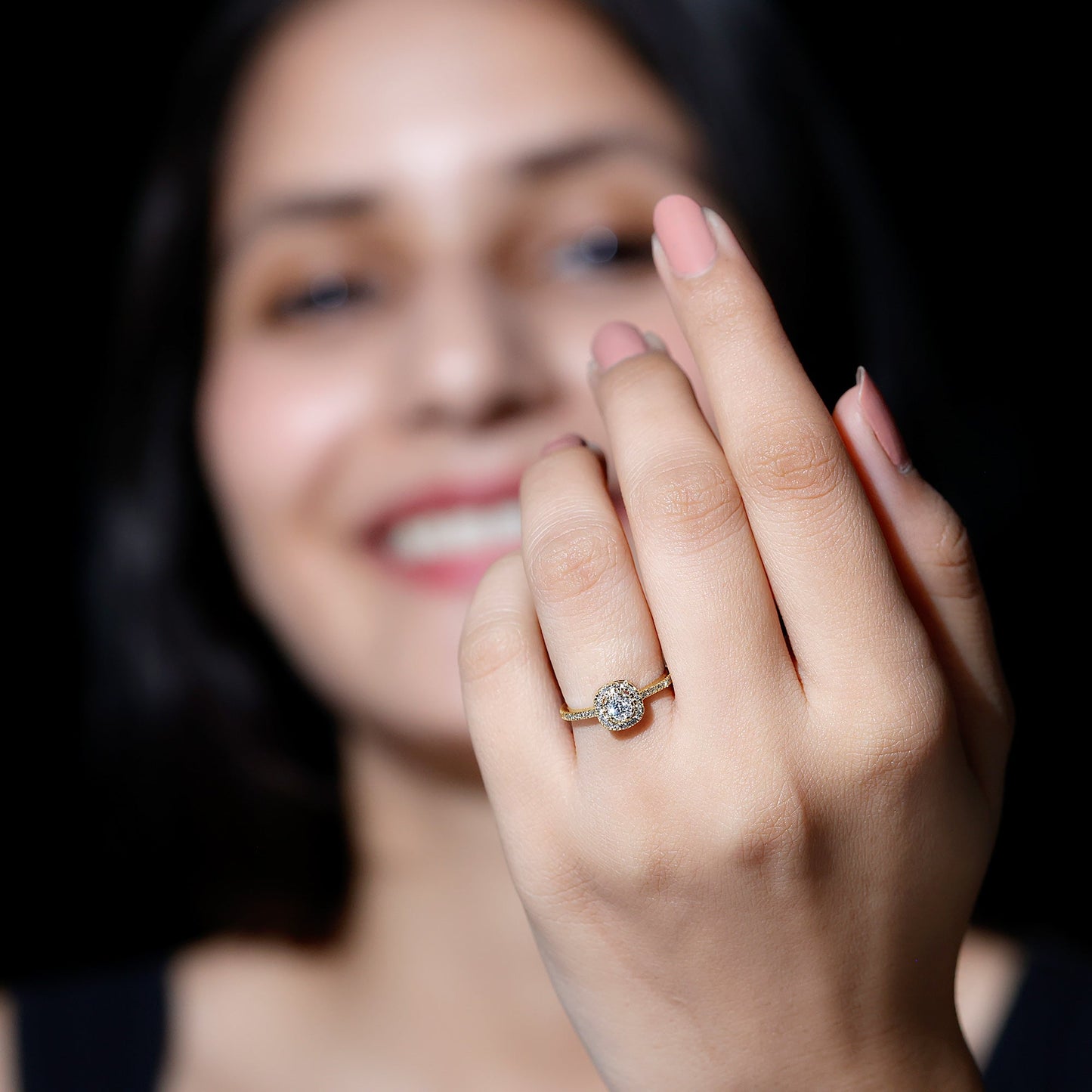 Brilliant Cut Diamond Engagement Ring in Illusion Setting