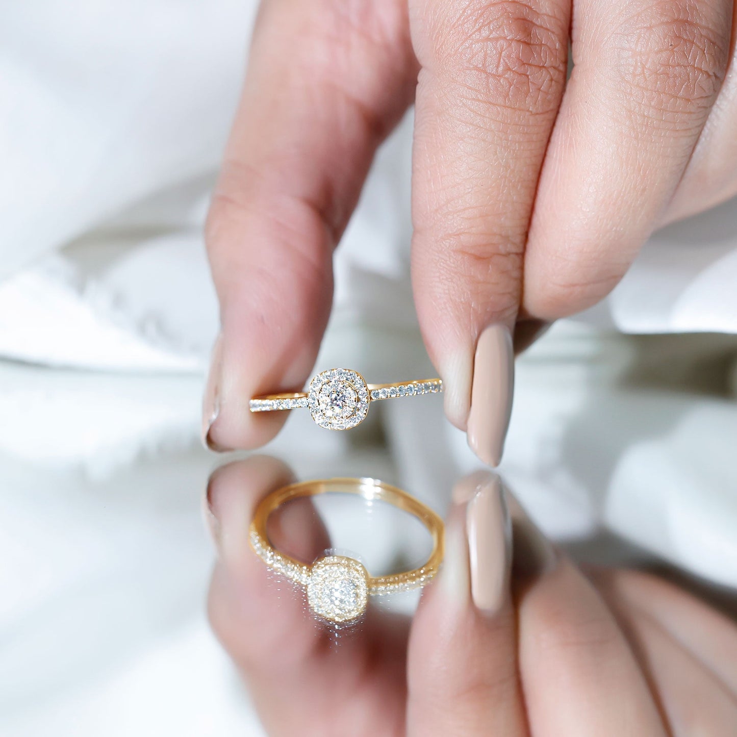 Brilliant Cut Diamond Engagement Ring in Illusion Setting